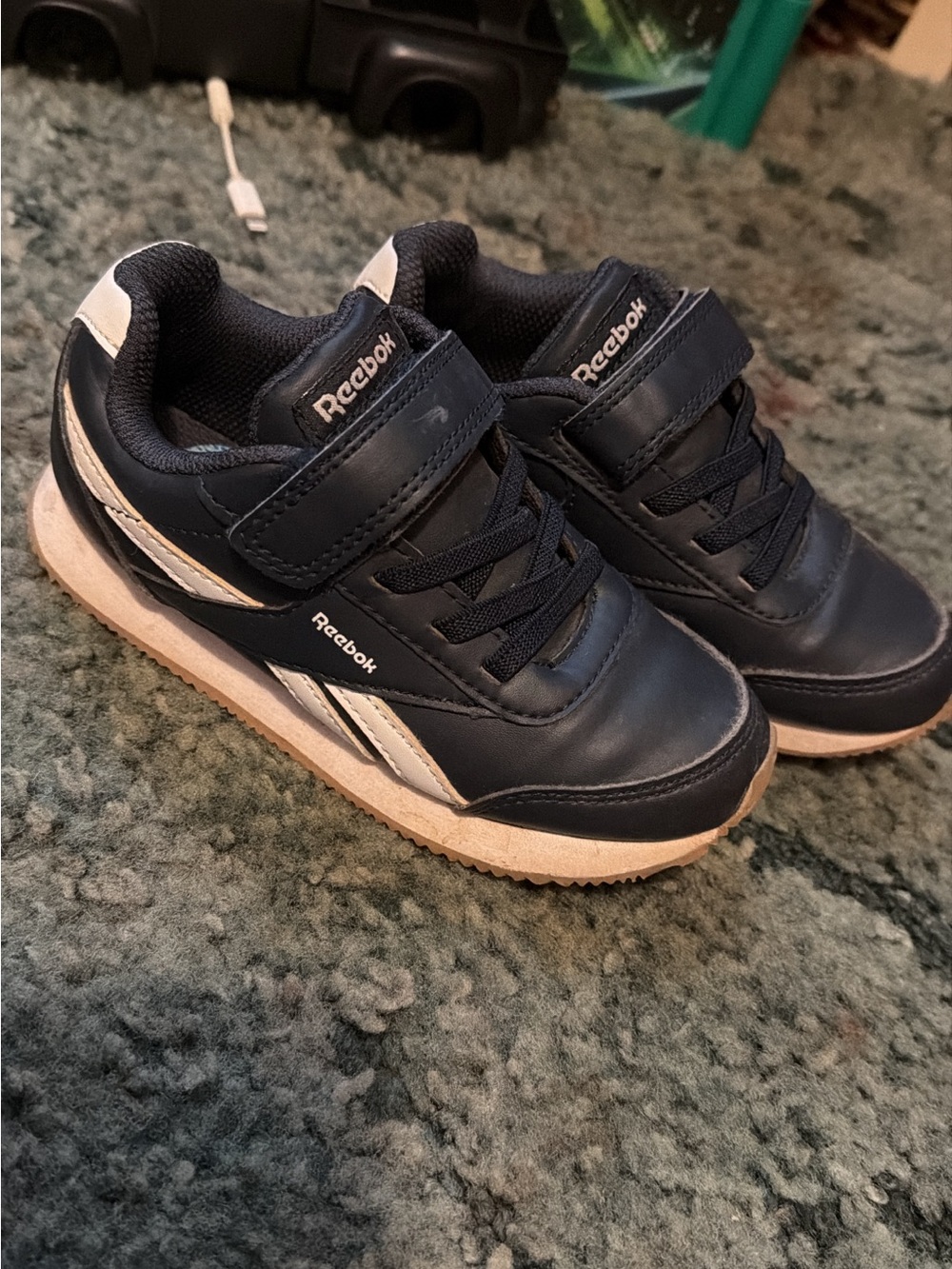 Reebok Kids Navy and White Velcro Athletic Sneakers